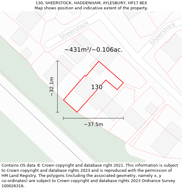 130, SHEERSTOCK, HADDENHAM, AYLESBURY, HP17 8EX: Plot and title map