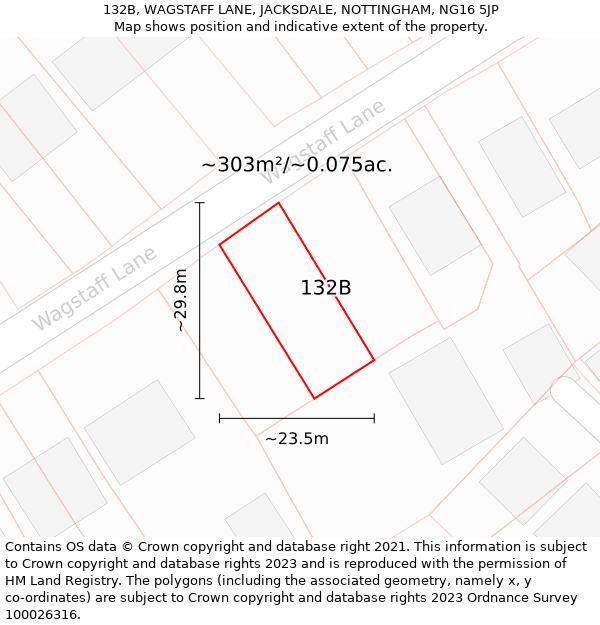 132B, WAGSTAFF LANE, JACKSDALE, NOTTINGHAM, NG16 5JP: Plot and title map