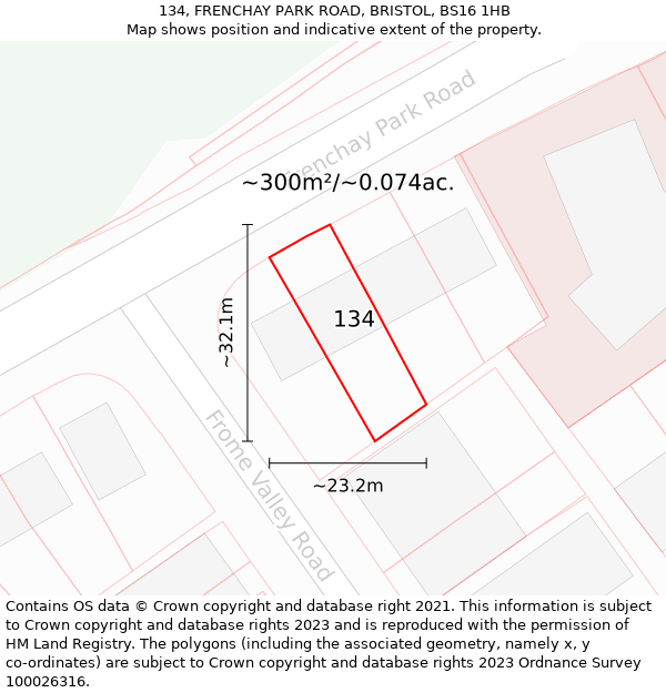 134, FRENCHAY PARK ROAD, BRISTOL, BS16 1HB: Plot and title map