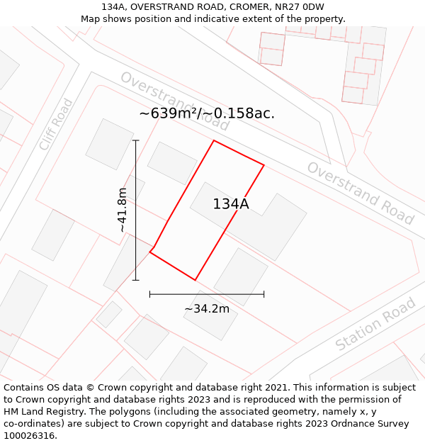 134A, OVERSTRAND ROAD, CROMER, NR27 0DW: Plot and title map