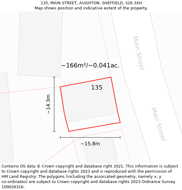 135, MAIN STREET, AUGHTON, SHEFFIELD, S26 3XH: Plot and title map