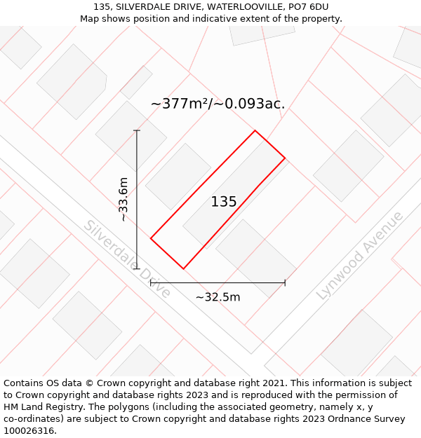 135, SILVERDALE DRIVE, WATERLOOVILLE, PO7 6DU: Plot and title map