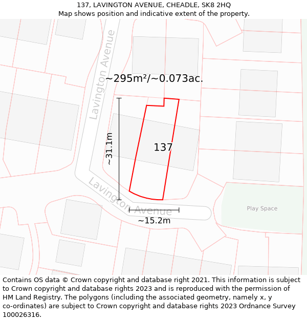 137, LAVINGTON AVENUE, CHEADLE, SK8 2HQ: Plot and title map