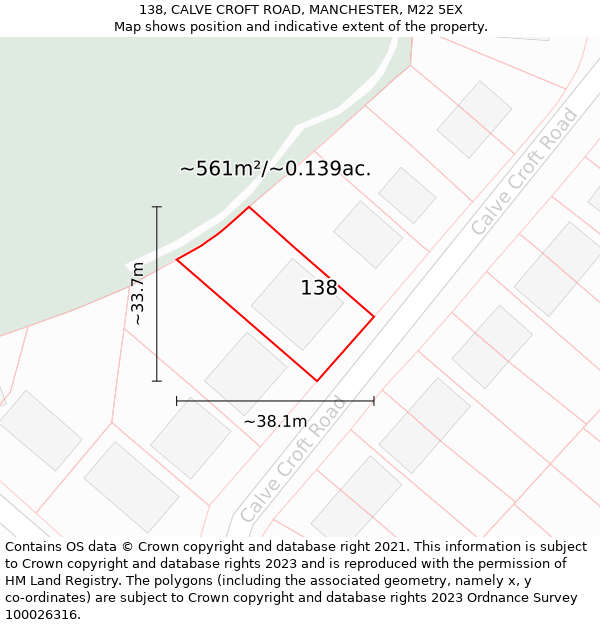 138, CALVE CROFT ROAD, MANCHESTER, M22 5EX: Plot and title map