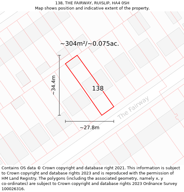 138, THE FAIRWAY, RUISLIP, HA4 0SH: Plot and title map