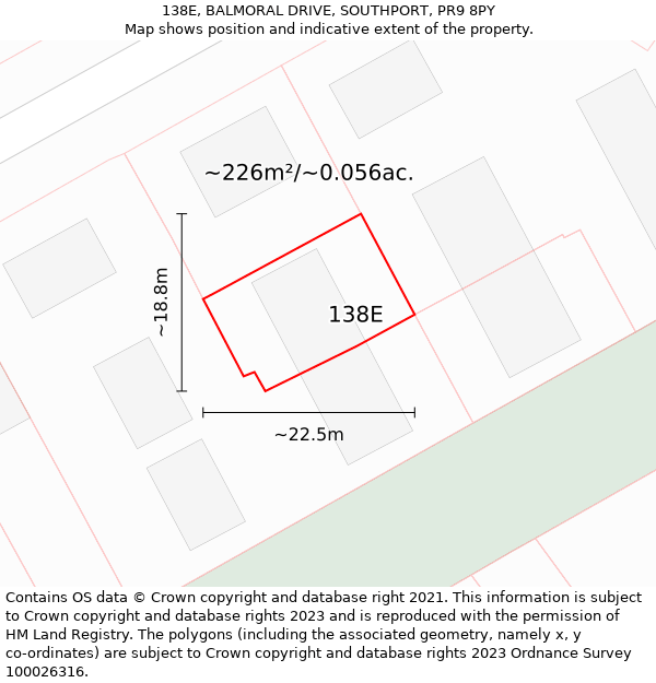 138E, BALMORAL DRIVE, SOUTHPORT, PR9 8PY: Plot and title map