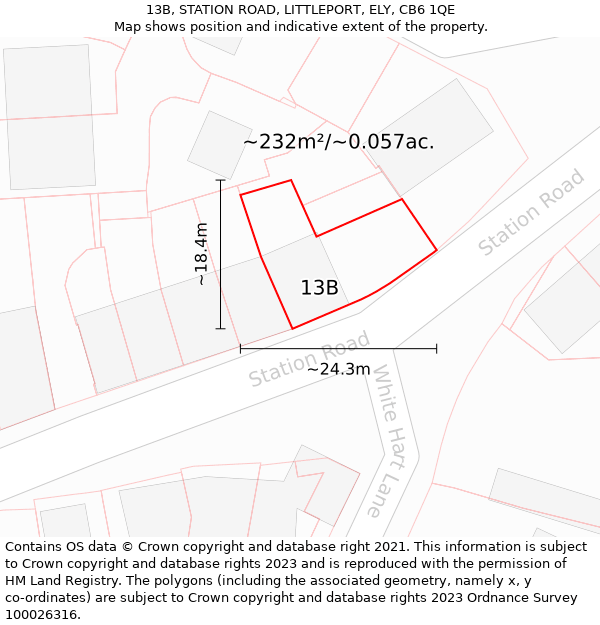 13B, STATION ROAD, LITTLEPORT, ELY, CB6 1QE: Plot and title map