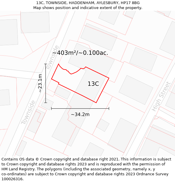 13C, TOWNSIDE, HADDENHAM, AYLESBURY, HP17 8BG: Plot and title map