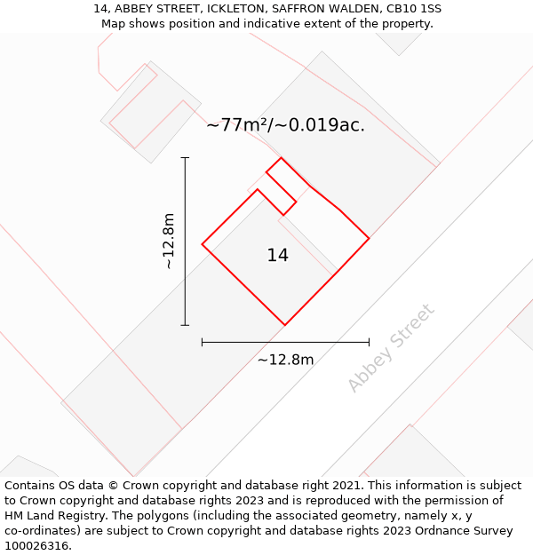 14, ABBEY STREET, ICKLETON, SAFFRON WALDEN, CB10 1SS: Plot and title map