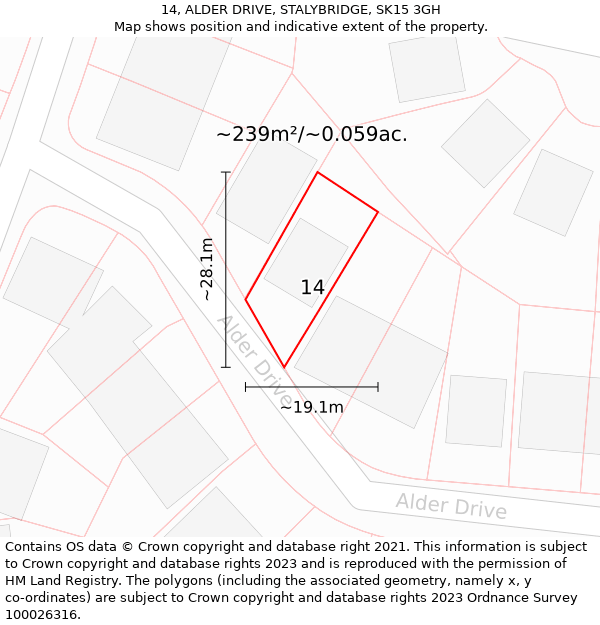 14, ALDER DRIVE, STALYBRIDGE, SK15 3GH: Plot and title map