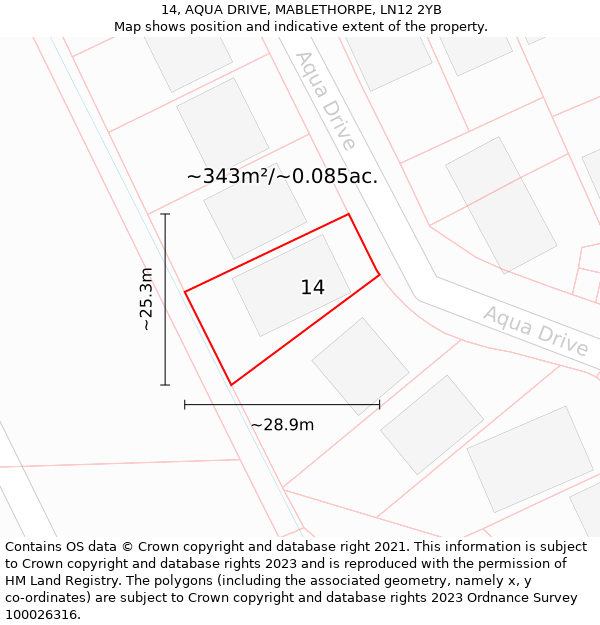 14, AQUA DRIVE, MABLETHORPE, LN12 2YB: Plot and title map