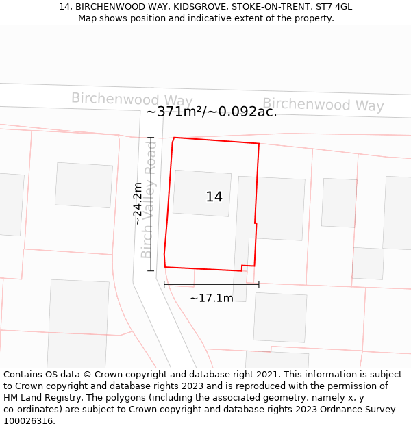 14, BIRCHENWOOD WAY, KIDSGROVE, STOKE-ON-TRENT, ST7 4GL: Plot and title map