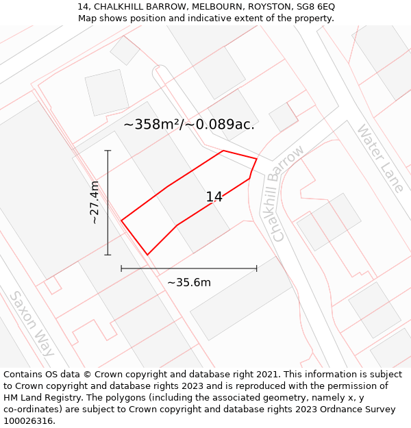 14, CHALKHILL BARROW, MELBOURN, ROYSTON, SG8 6EQ: Plot and title map