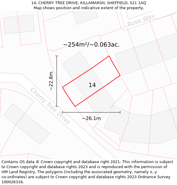 14, CHERRY TREE DRIVE, KILLAMARSH, SHEFFIELD, S21 1AQ: Plot and title map