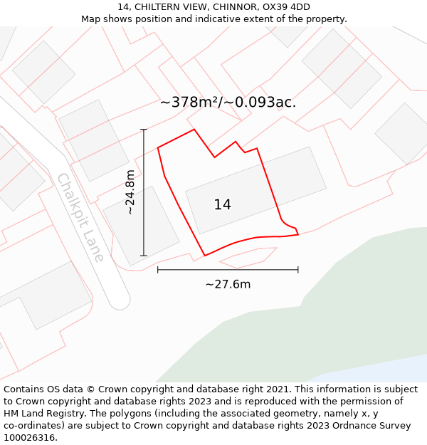 14, CHILTERN VIEW, CHINNOR, OX39 4DD: Plot and title map