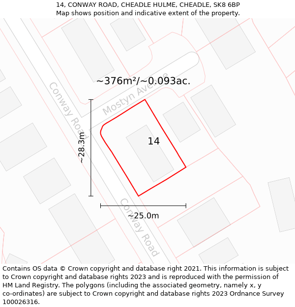 14, CONWAY ROAD, CHEADLE HULME, CHEADLE, SK8 6BP: Plot and title map