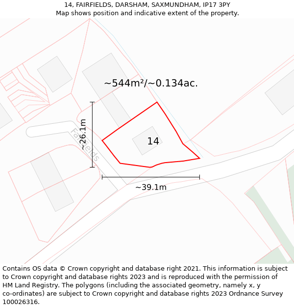 14, FAIRFIELDS, DARSHAM, SAXMUNDHAM, IP17 3PY: Plot and title map