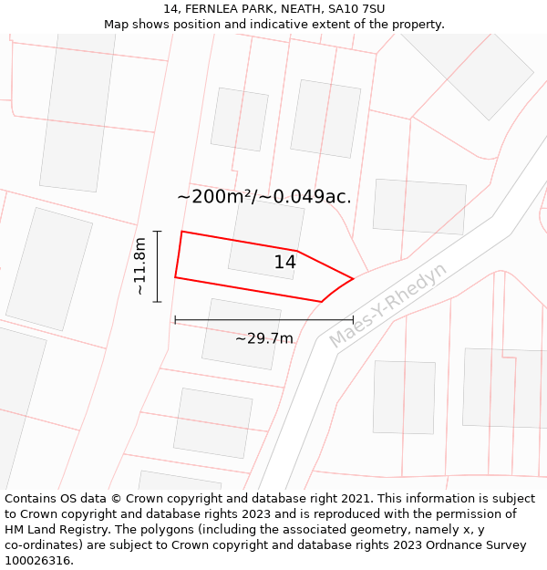 14, FERNLEA PARK, NEATH, SA10 7SU: Plot and title map