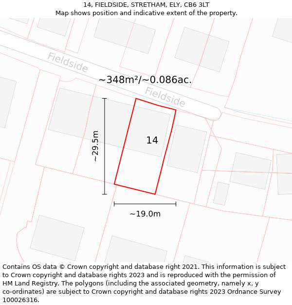 14, FIELDSIDE, STRETHAM, ELY, CB6 3LT: Plot and title map