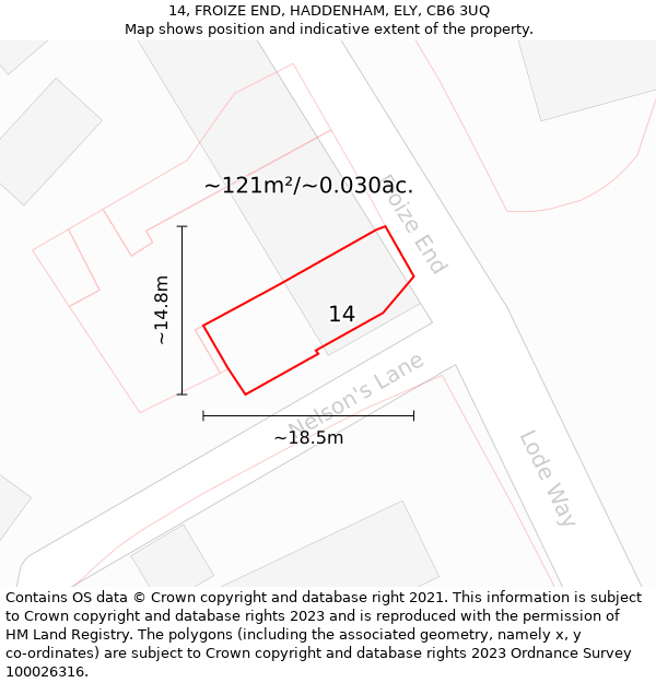 14, FROIZE END, HADDENHAM, ELY, CB6 3UQ: Plot and title map