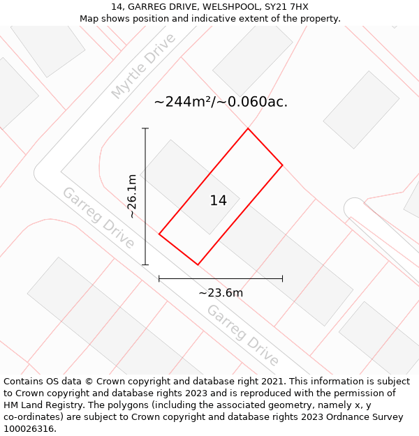 14, GARREG DRIVE, WELSHPOOL, SY21 7HX: Plot and title map