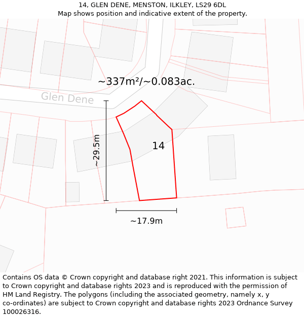 14, GLEN DENE, MENSTON, ILKLEY, LS29 6DL: Plot and title map