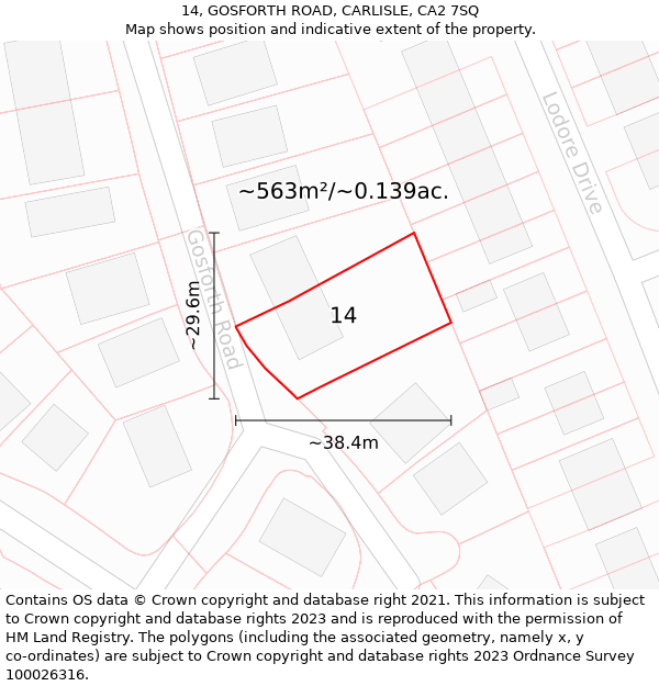 14, GOSFORTH ROAD, CARLISLE, CA2 7SQ: Plot and title map