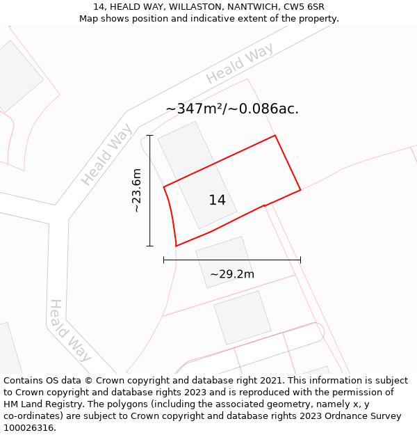 14, HEALD WAY, WILLASTON, NANTWICH, CW5 6SR: Plot and title map