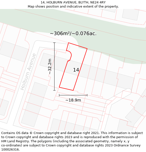 14, HOLBURN AVENUE, BLYTH, NE24 4RY: Plot and title map