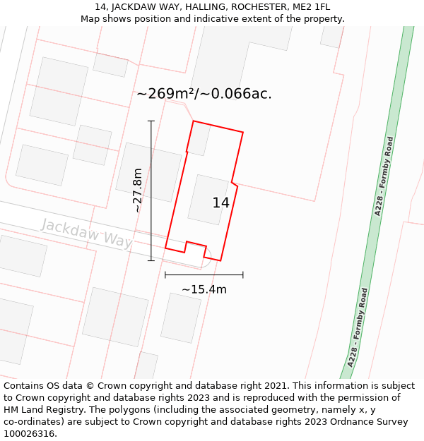 14, JACKDAW WAY, HALLING, ROCHESTER, ME2 1FL: Plot and title map