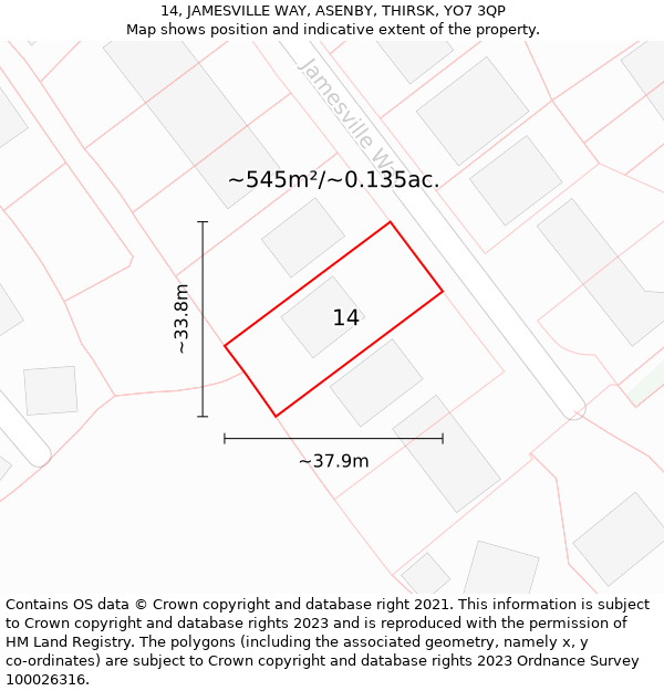 14, JAMESVILLE WAY, ASENBY, THIRSK, YO7 3QP: Plot and title map