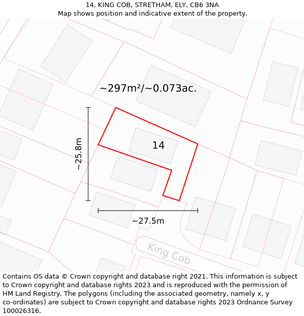 14, KING COB, STRETHAM, ELY, CB6 3NA: Plot and title map