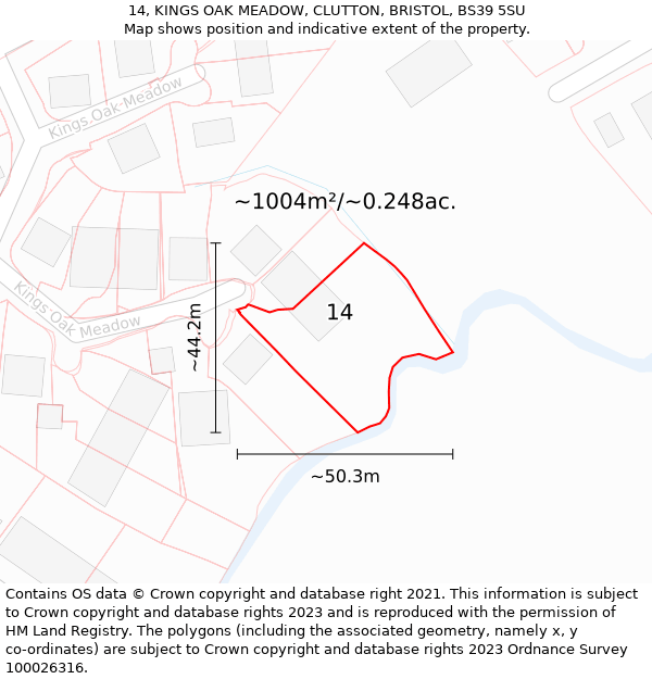 14, KINGS OAK MEADOW, CLUTTON, BRISTOL, BS39 5SU: Plot and title map