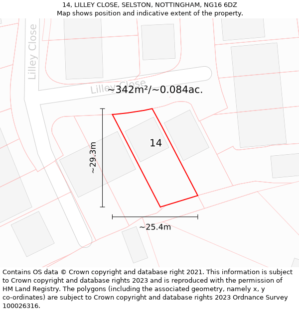 14, LILLEY CLOSE, SELSTON, NOTTINGHAM, NG16 6DZ: Plot and title map