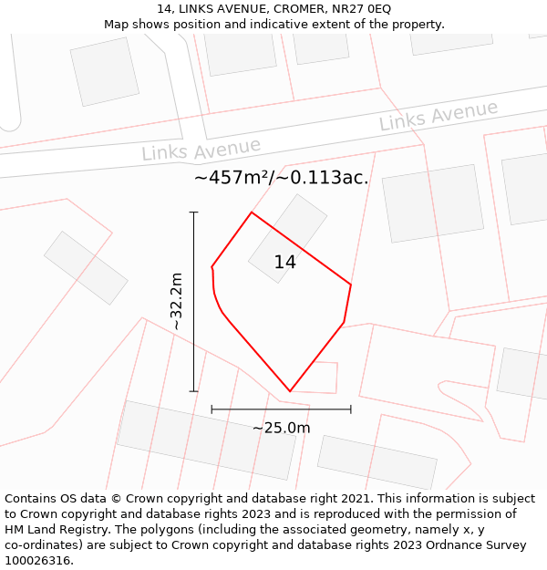 14, LINKS AVENUE, CROMER, NR27 0EQ: Plot and title map