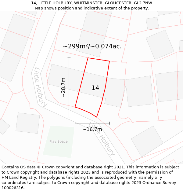 14, LITTLE HOLBURY, WHITMINSTER, GLOUCESTER, GL2 7NW: Plot and title map