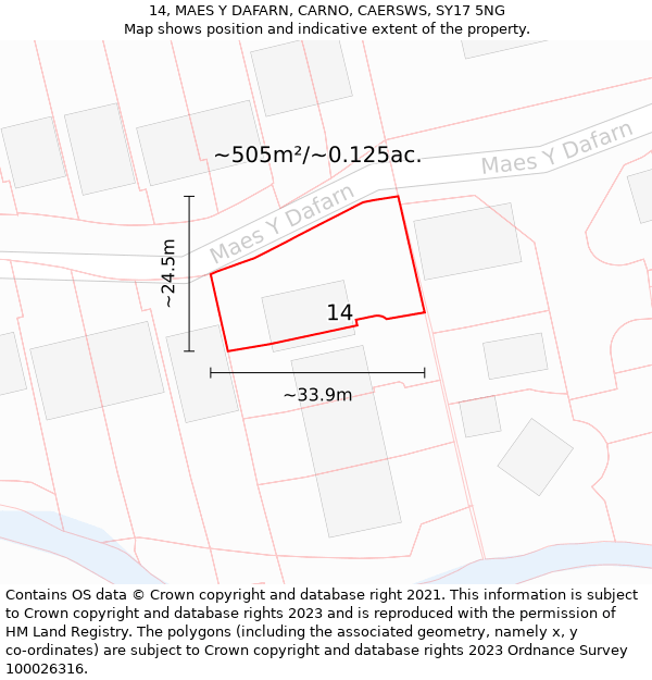 14, MAES Y DAFARN, CARNO, CAERSWS, SY17 5NG: Plot and title map