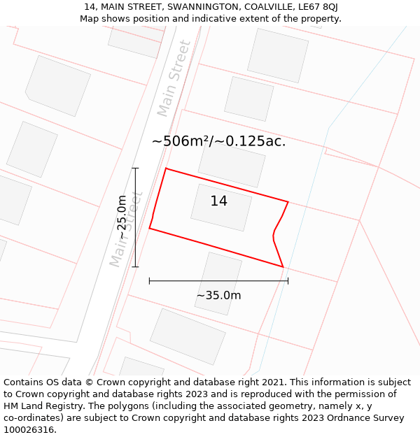 14, MAIN STREET, SWANNINGTON, COALVILLE, LE67 8QJ: Plot and title map