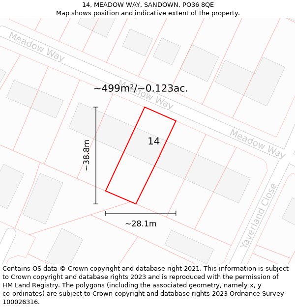 14, MEADOW WAY, SANDOWN, PO36 8QE: Plot and title map