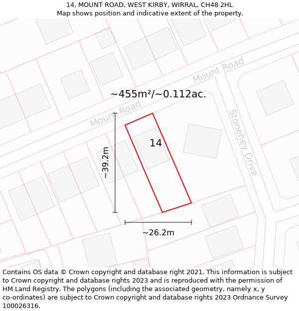 14, MOUNT ROAD, WEST KIRBY, WIRRAL, CH48 2HL: Plot and title map