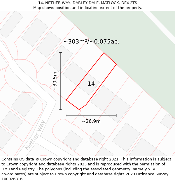 14, NETHER WAY, DARLEY DALE, MATLOCK, DE4 2TS: Plot and title map