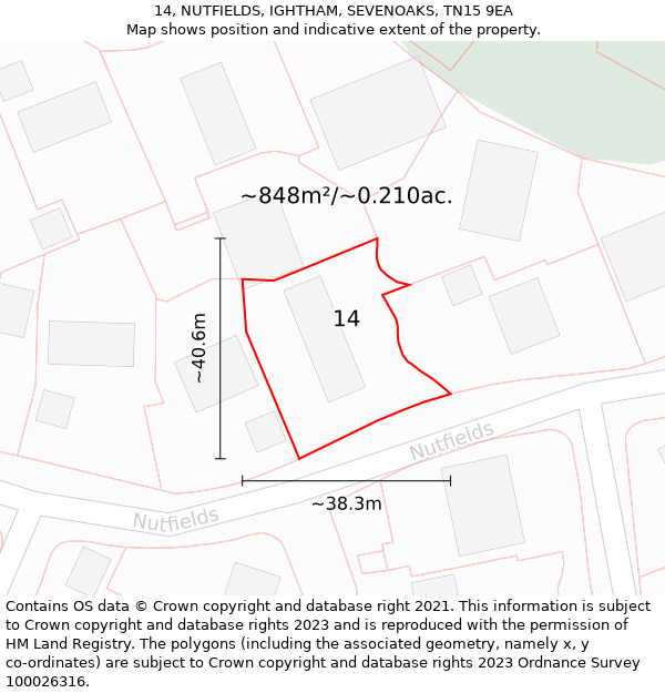 14, NUTFIELDS, IGHTHAM, SEVENOAKS, TN15 9EA: Plot and title map