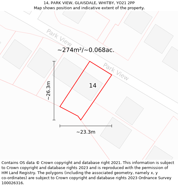 14, PARK VIEW, GLAISDALE, WHITBY, YO21 2PP: Plot and title map