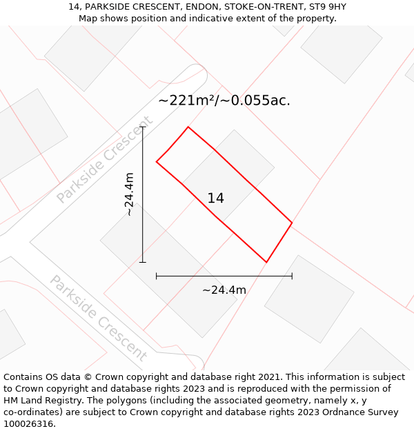 14, PARKSIDE CRESCENT, ENDON, STOKE-ON-TRENT, ST9 9HY: Plot and title map