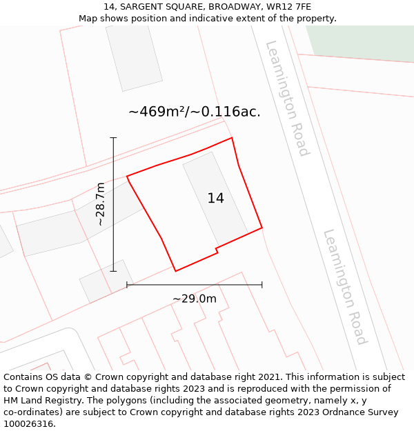 14, SARGENT SQUARE, BROADWAY, WR12 7FE: Plot and title map