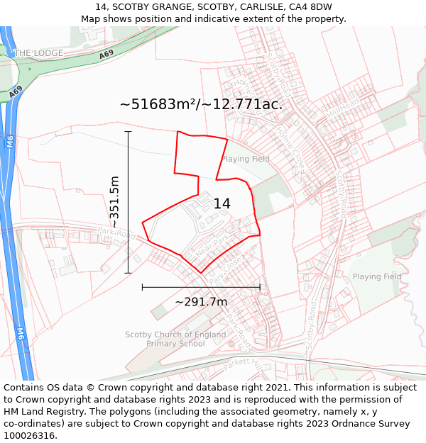 14, SCOTBY GRANGE, SCOTBY, CARLISLE, CA4 8DW: Plot and title map