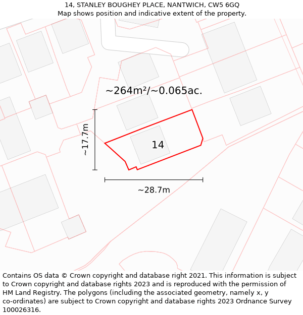 14, STANLEY BOUGHEY PLACE, NANTWICH, CW5 6GQ: Plot and title map