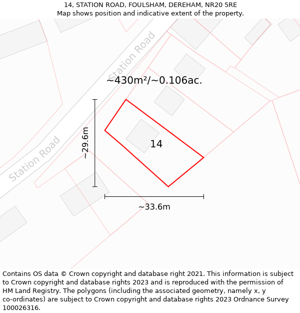 14, STATION ROAD, FOULSHAM, DEREHAM, NR20 5RE: Plot and title map