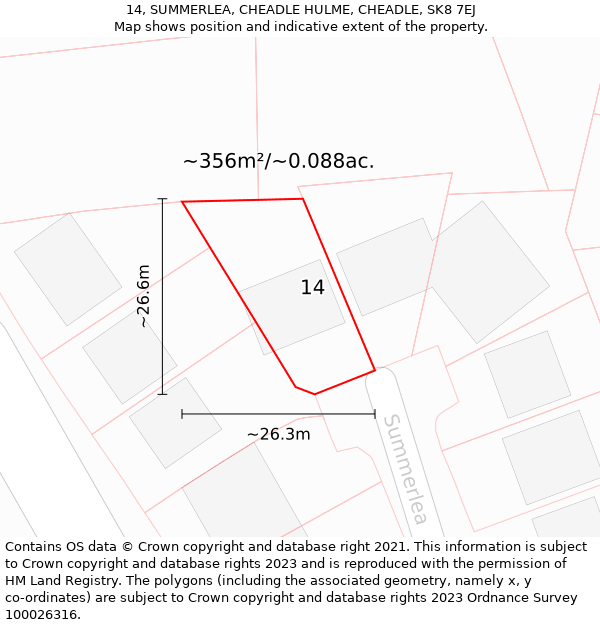 14, SUMMERLEA, CHEADLE HULME, CHEADLE, SK8 7EJ: Plot and title map