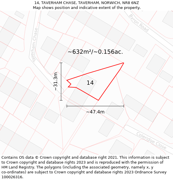 14, TAVERHAM CHASE, TAVERHAM, NORWICH, NR8 6NZ: Plot and title map